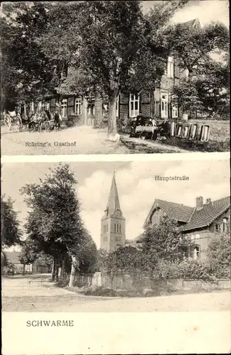 Ak Schwarme in Niedersachsen, Stürings Gasthof, Hauptstraße, Kirche