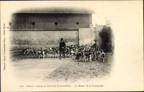 Ak Wald von Fontainebleau Seine et Marne, Jagd, Rückkehr vom Spaziergang