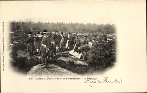 Ak Wald von Fontainebleau Seine et Marne, Jagd, Schlachtung
