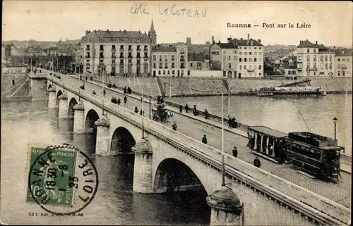Ak Roanne Loire, Brücke über die Loire
