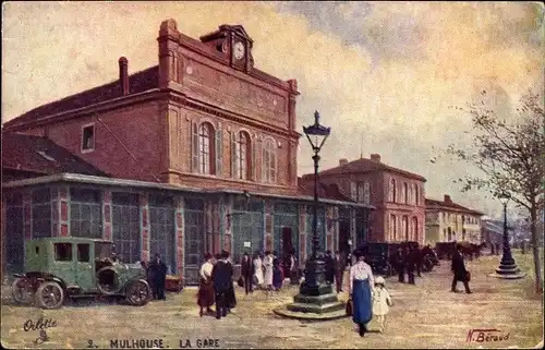 Künstler Ak Beraud, Mulhouse Mülhausen Elsass Haut Rhin, Bahnhof