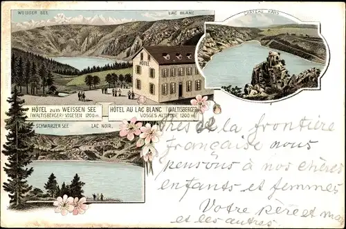 Litho Haut Rhin Frankreich, Hotel zum Weißen See, Schwarzer See