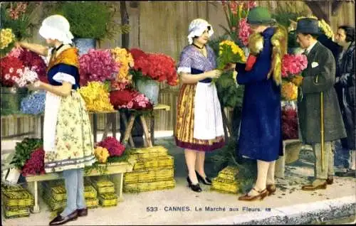 Ak Cannes Alpes Maritimes, Blumenmarkt