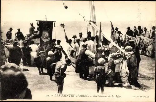 Ak Saintes Maries de la Mer Bouches du Rhone, Bénédiction de la Mer