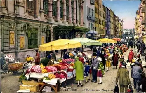Ak Nizza Nizza Alpes Maritimes, Der Blumenmarkt
