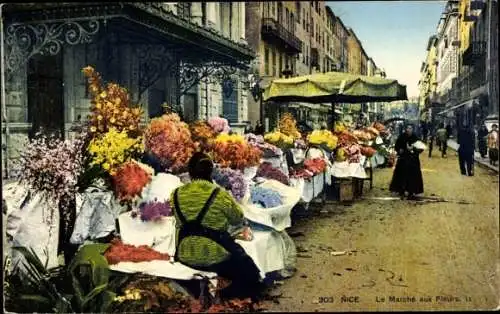 Ak Nizza Nizza Alpes Maritimes, Blumenmarkt