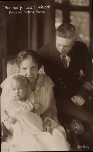 Ak Adalbert Prinz von Preußen, Adelheid von Sachsen Meiningen, Prinzessin Victoria Marina