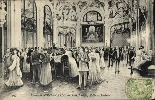 Ak Monte Carlo Monaco, Glücksspiele, Roulette, Zimmer