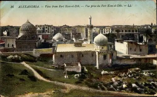 Ak Alexandria, Ägypten, Blick vom Fort Kom-el-Dik
