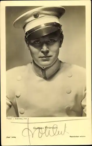 Ak Schauspieler Gustav Fröhlich, Portrait, Filmkostüm, Uniform, Autogramm