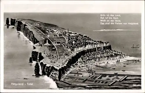 Ak Nordseeinsel Helgoland, Insel aus der Vogelschau