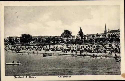 Ak Ostseebad Ahlbeck Heringsdorf auf Usedom, Strand, Boote