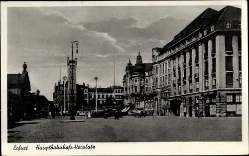 Ak Erfurt in Thüringen, Hauptbahnhofs-Vorplatz