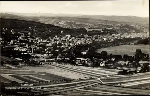 Ak Rudolstadt in Thüringen, Ortspanorama vom Bismarckturm aus