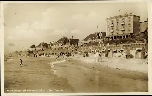 Ak Westerland Insel Sylt, Strand