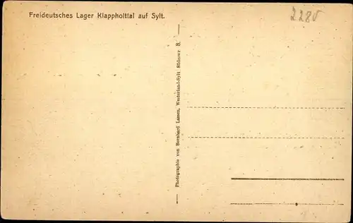 Ak Kampen auf Sylt, Freideutsches Lager Klappholttal, Dünen, Baracken