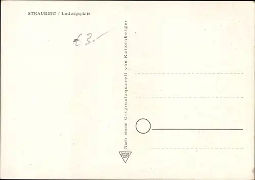 Künstler Ak Katzenberger, Straubing an der Donau Niederbayern, Ludwigsplatz, Turm, Uhr, LKW, Fahrrad