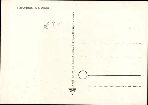 Künstler Ak Katzenberger, Straubing an der Donau Niederbayern, Teilansicht