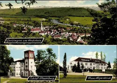 Ak Gailingen am Hochrhein Baden, Schloss Rheinburg, Panorama, Haus Alpenblick