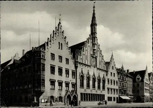 Ak Landshut in Niederbayern, Rathaus, Uhr, Auto