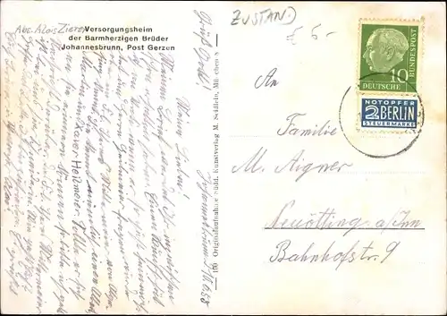 Ak Johannesbrunn Schalkham in Niederbayern, Versorgungsheim, Kapelle, Altar, Ortsansicht