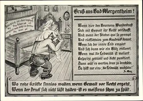Ak Bad Mergentheim in Tauberfranken, Gedicht, Wenn hier des Brunnens Wunderkraft