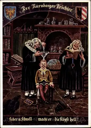 Künstler Ak Schilling, Eg., Nürnberg in Mittelfranken Bayern, Nürnberger Trichter, Wappen