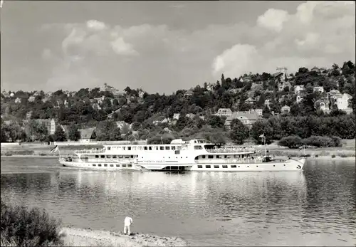 Ak Dresden Weißer Hirsch, Loschwitzhöhe, Fahrgastschiff MS Friedrich Engels auf der Elbe