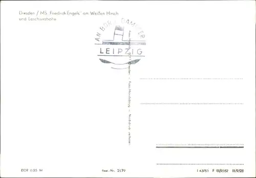 Ak Dresden Weißer Hirsch, Loschwitzhöhe, Fahrgastschiff MS Friedrich Engels auf der Elbe