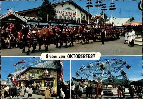 Ak München, Oktoberfest, Festwagen, Fahrgeschäfte