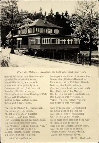Ak Spechtsbrunn Sonneberg im Thüringer Wald, Berggasthaus Kalte Küche, Liedtext