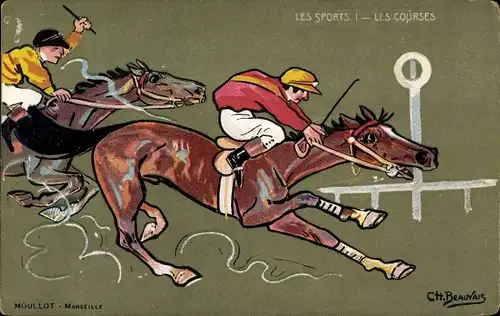 Künstler Ak Beauvais, Pferderennen