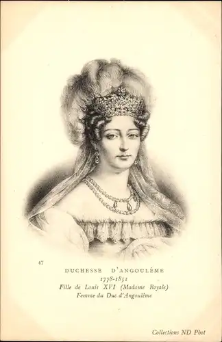 Ak Herzogin von Angouleme, Tochter Ludwigs XVI