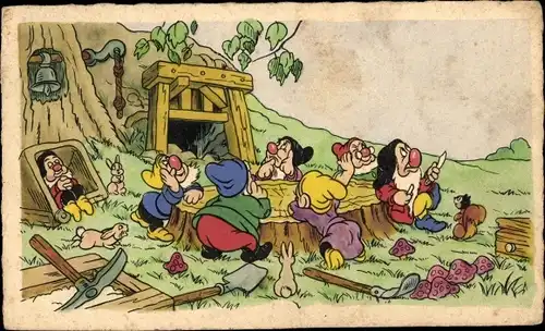 Ak Blanche Neige et les Sept Nains, Walt Disney, Schneewittchen, Zwerge