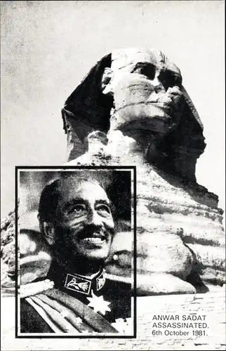 Ak Ägyptischer Staatspräsident Anwar as-Sadat, Attentat 1981, Sphinx