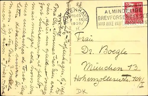 Ak Kopenhagen Kopenhagen Dänemark, Hotel Phönix