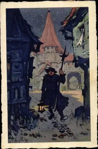 Künstler Ak Kux, Erich, Nachtwächter