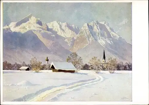 Künstler Ak Süssmayr, Josef, Bergwinter, Motiv in den Alpen