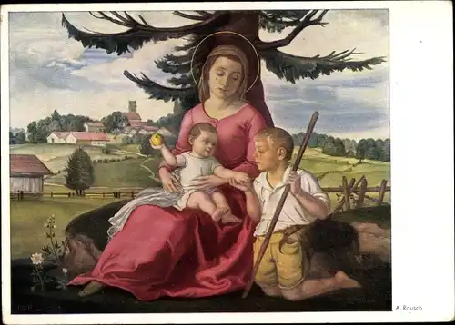 Künstler Ak Rausch, Anton, Madonna am Wackersberg, Hanfstaengl Nr. 102