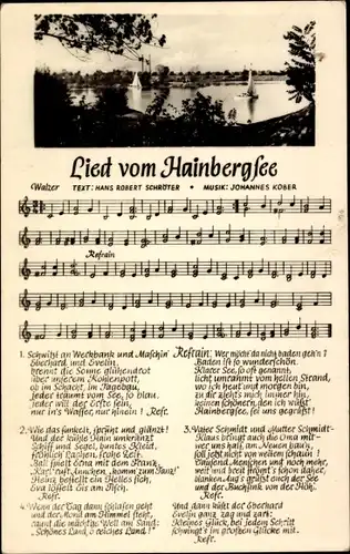 Ak Hainbergsee, Lied vom Hainbergsee, Musik Johannes Köber, Text Hans Robert Schröter, Walzer