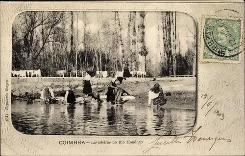 Passepartout Ak Coimbra Portugal, Lavadeiras no Rio Mondego, Waschfrauen am Ufer