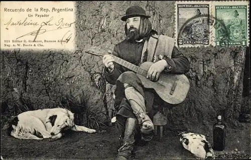 Ak Argentinien, Gitarrenspieler, Hund