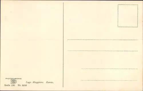 Ak Lago Maggiore, Ranzo, Nenke und Ostermaier Serie Nr. 190 Nr. 3259