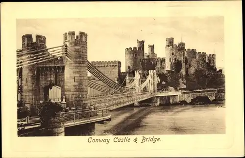 Ak Conway Conwy Wales, Schloss, Brücke