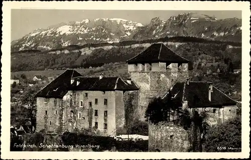 Ak Feldkirch Vorarlberg, Schattenburg, Schneegebirge