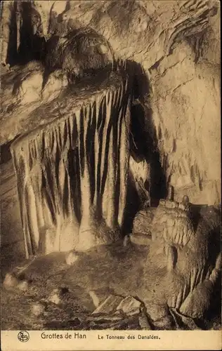 Ak Grotte de Han Han sur Lesse Wallonien Namur, Le Tonneau des Danaides, Tropfsteine
