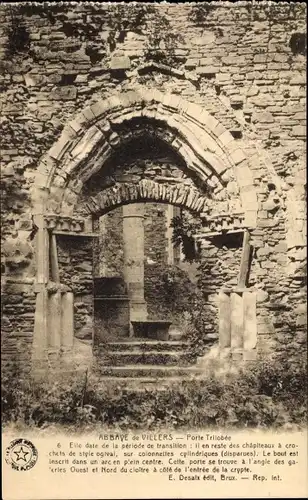 Ak Villers la Ville Wallonisch Brabant, Abbey, Porte Trilobee