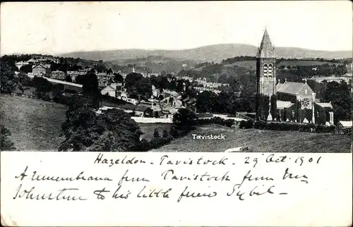 Ak Tavistock Devon England, Gesamtansicht, Kirche