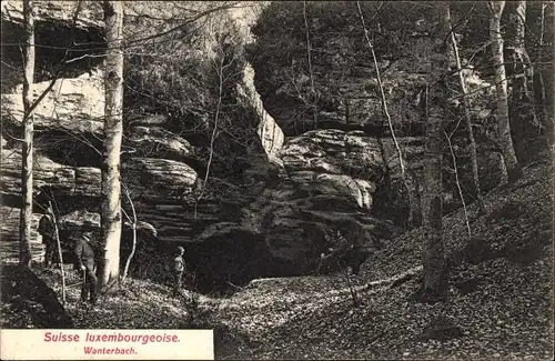 Ak Berdorf Luxemburg, Luxemburgische Schweiz, Wanterbach, Felsen