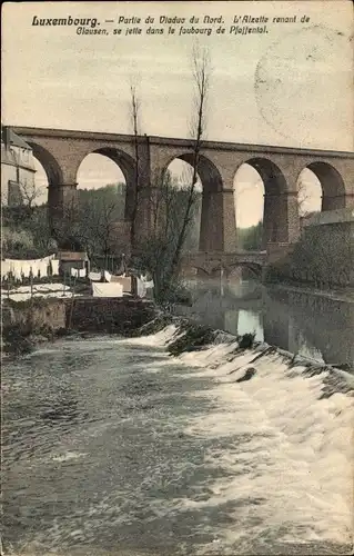 Ak Clausen Luxemburg, Partie du Viaduc du Nord, L'Alzette